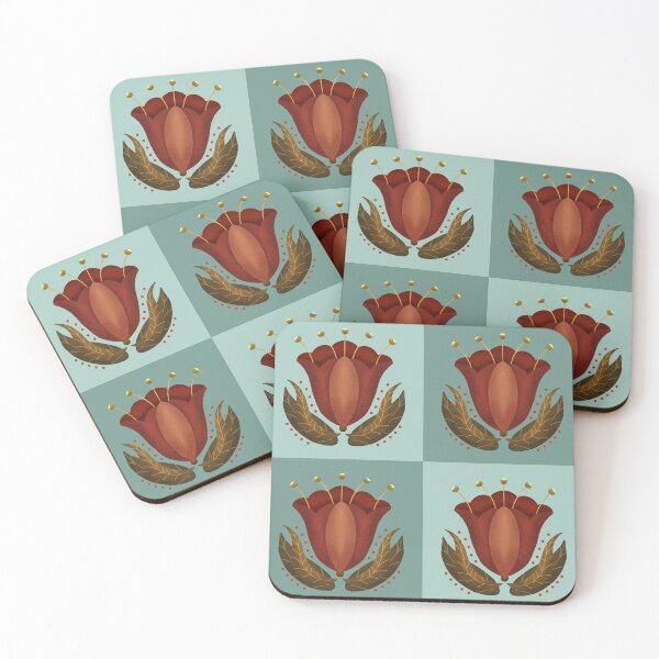 Item preview, Checkered Burgundy and Teal Pattern Fall Folk Art Florals designed and sold by Lavender Mint Graphics.