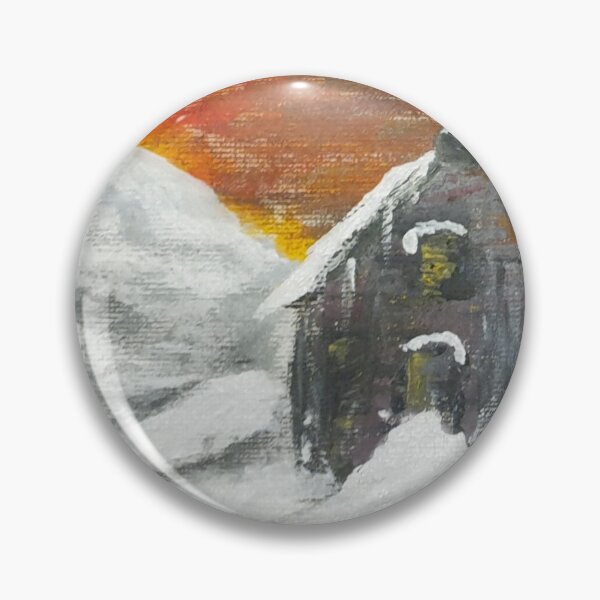 Item preview, Scottish Christmas winter snow cabin in the mountains  designed and sold by WorldOfWendyArt.