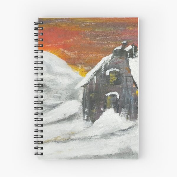 Item preview, Scottish Christmas winter snow cabin in the mountains  designed and sold by WorldOfWendyArt.