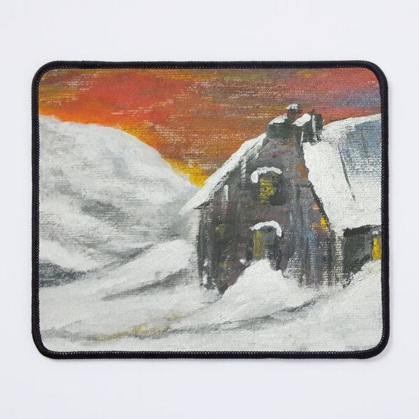 Item preview, Scottish Christmas winter snow cabin in the mountains designed and sold by WorldOfWendyArt.