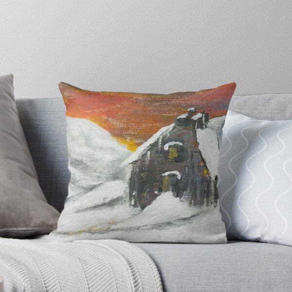 Item preview, Scottish Christmas winter snow cabin in the mountains  designed and sold by WorldOfWendyArt.