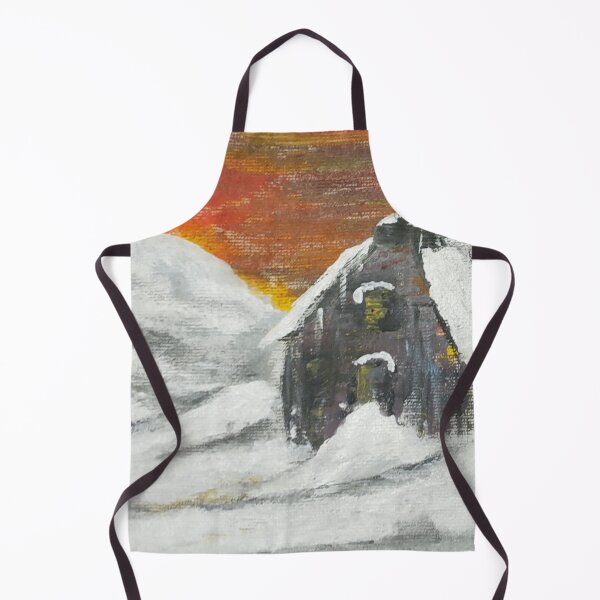 Item preview, Scottish Christmas winter snow cabin in the mountains designed and sold by WorldOfWendyArt.