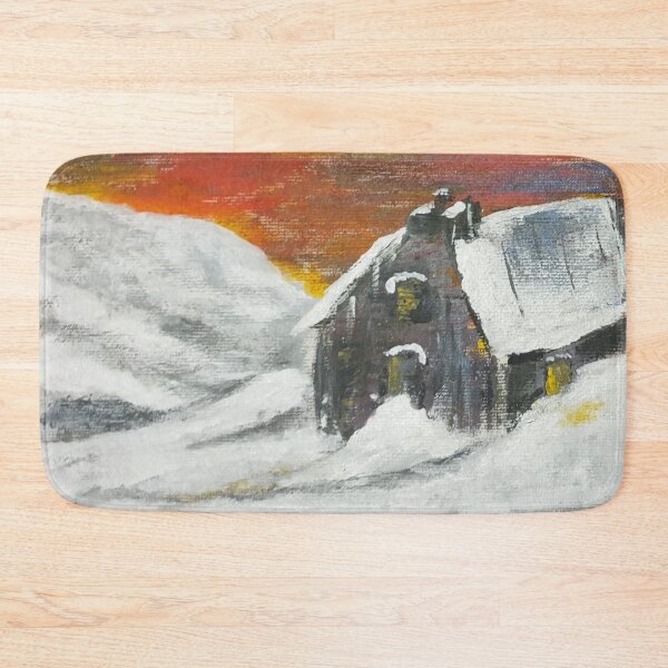 Item preview, Scottish Christmas winter snow cabin in the mountains  designed and sold by WorldOfWendyArt.