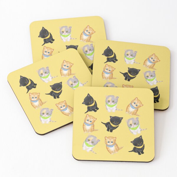 Item preview, Cute Kittens Wearing Bandanas On A Gold Background designed and sold by LeopardyNonsense.