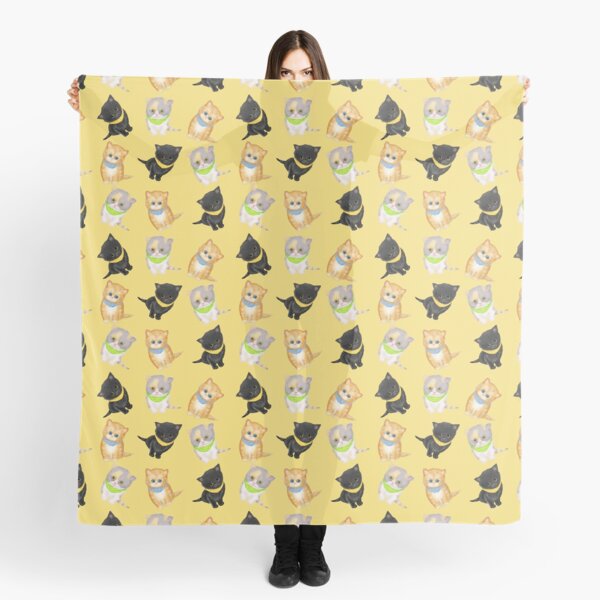 Cute Kittens Wearing Bandanas On A Gold Background Scarf