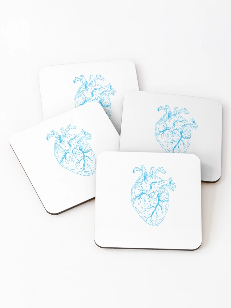 Thumbnail 1 of 5, Coasters (Set of 4), Heart Blue designed and sold by Childish by Design.