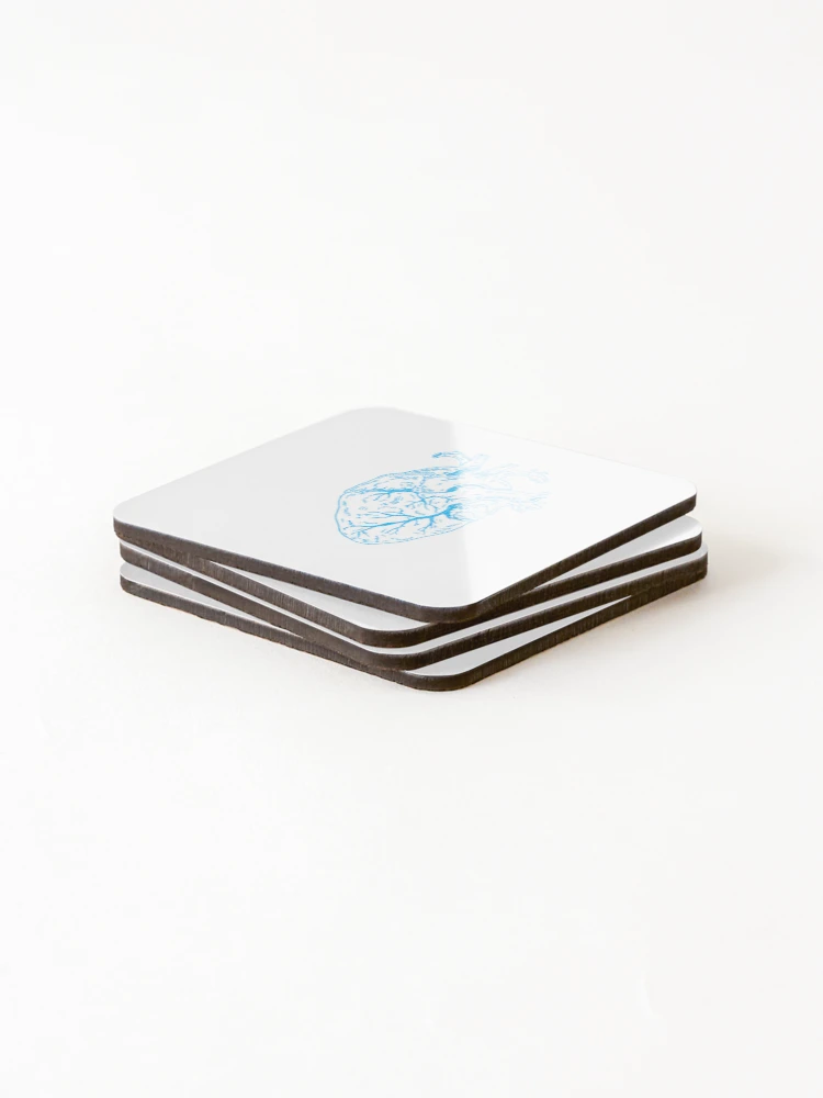 Thumbnail 4 of 5, Coasters (Set of 4), Heart Blue designed and sold by Childish by Design.