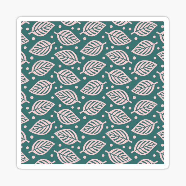 Falling Leaves Pattern Pink and Green Sticker