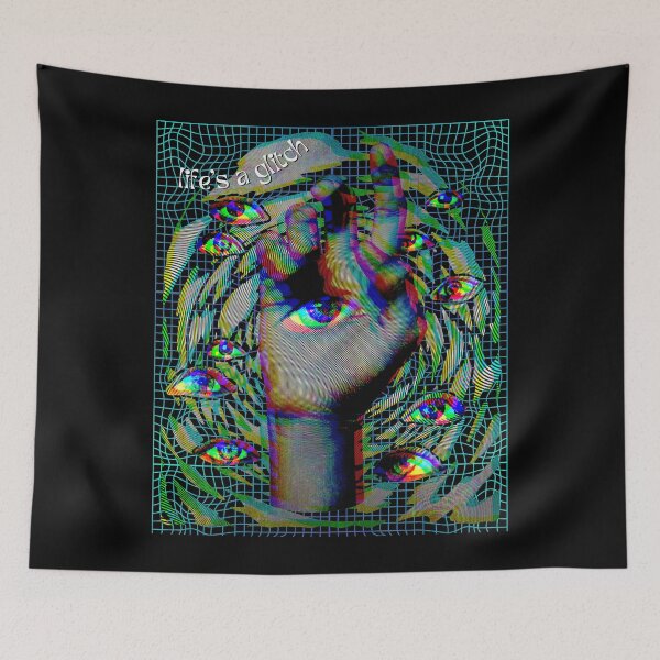 Item preview, Retro Neon Psychedelic Glitchy Vaporwave Emo Hand Eyeball Collage Trippy Collage 80s 90s Y2K Aesthetic Art designed and sold by Cymphonyskar.