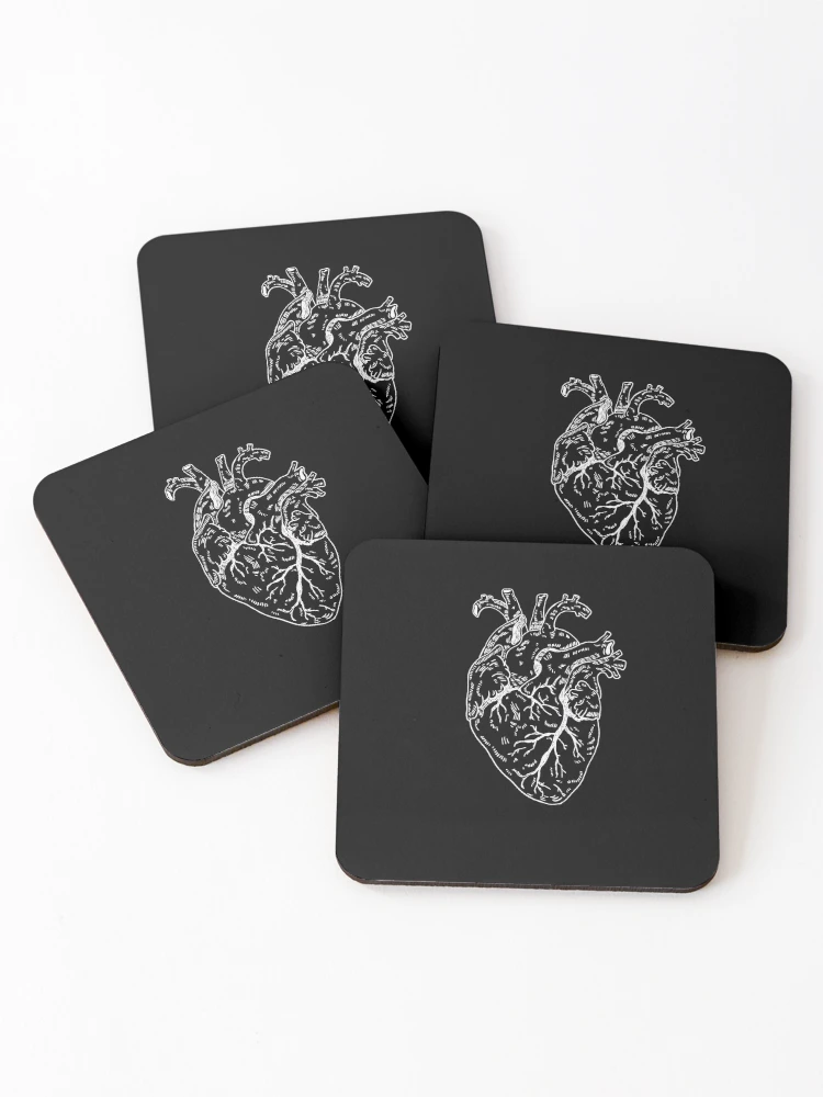 Thumbnail 1 of 5, Coasters (Set of 4), Heart white designed and sold by Childish by Design.