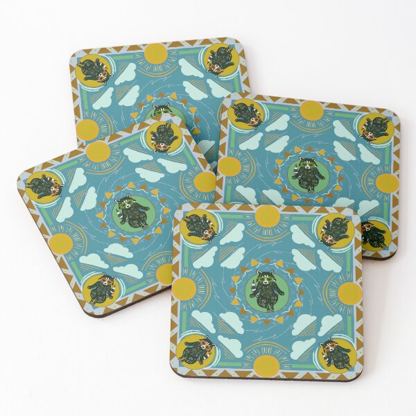 Item preview, Tubos relajantes en el río Earthtone Raccoons designed and sold by RDevane.