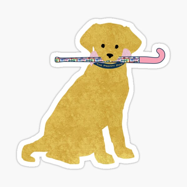 Golden Retriever Preppy Madras Field Hockey Dog Sticker