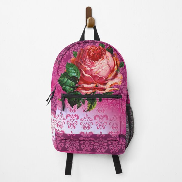 Item preview, HERMOSA ROSA ROSADA SOBRE FLORAL DAMASCO FUCSIA designed and sold by BulganLumini.