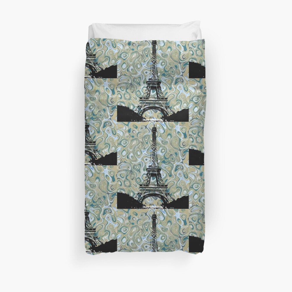 Eiffel Tower Marble Sky Duvet Cover