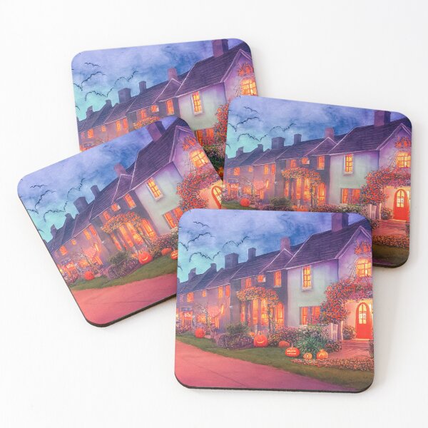 Item preview, Adorable Cottage Homes Decorated for Halloween in Water Color designed and sold by The Oracle of Surrealism Sublime Consciousness.