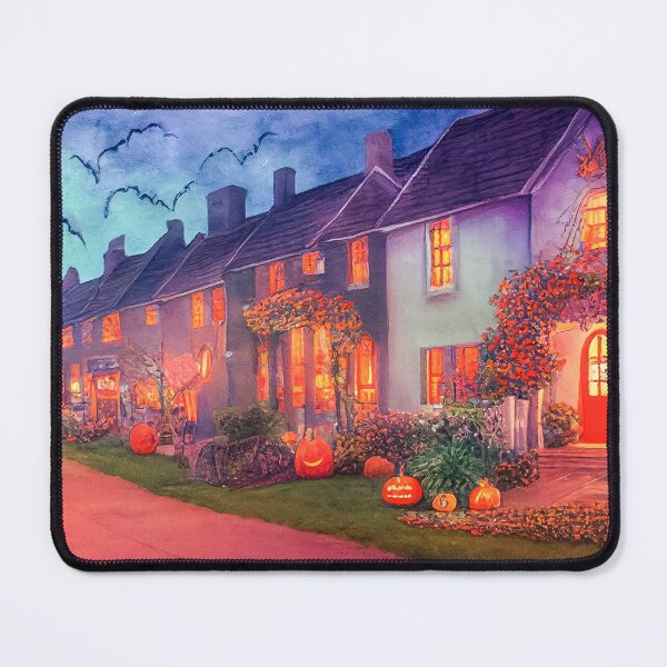 Item preview, Adorable Cottage Homes Decorated for Halloween in Water Color designed and sold by The Oracle of Surrealism Sublime Consciousness.