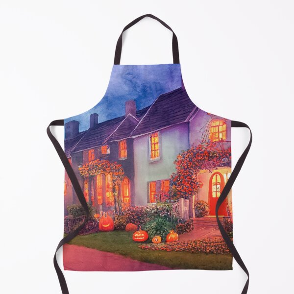 Item preview, Adorable Cottage Homes Decorated for Halloween in Water Color designed and sold by The Oracle of Surrealism Sublime Consciousness.