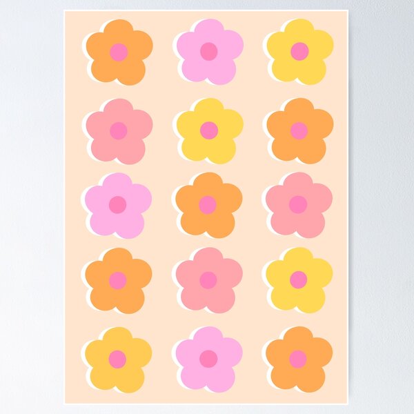 Item preview, 70s Flower Pattern in Pink and Orange  designed and sold by OneThreeSix.