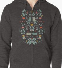 Swedish Folk Cats Zipped Hoodie