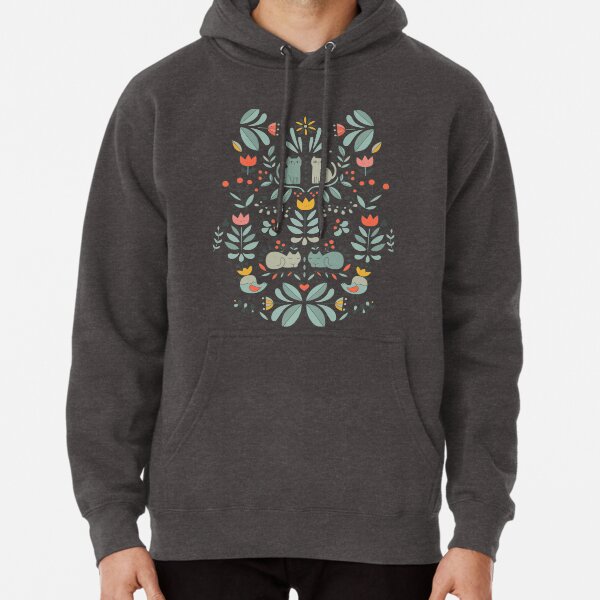 Swedish Folk Cats Pullover Hoodie