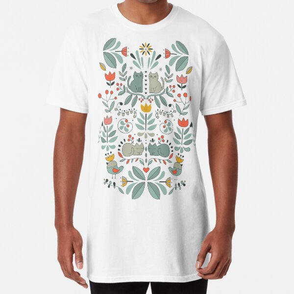 Swedish Folk Cats Long T-Shirt