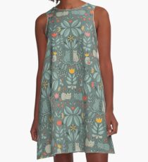 Swedish Folk Cats A-Line Dress