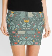 Swedish Folk Cats Mini Skirt