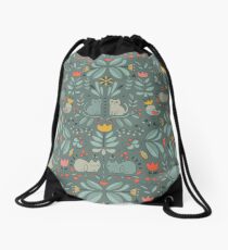 Swedish Folk Cats Drawstring Bag