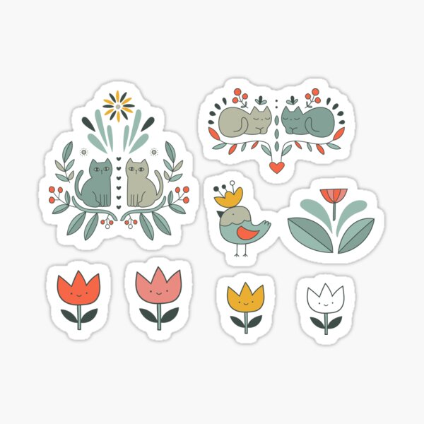 Swedish Folk Cats Sticker