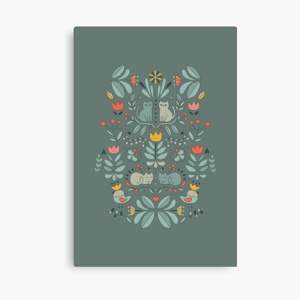 Swedish Folk Cats Canvas Print