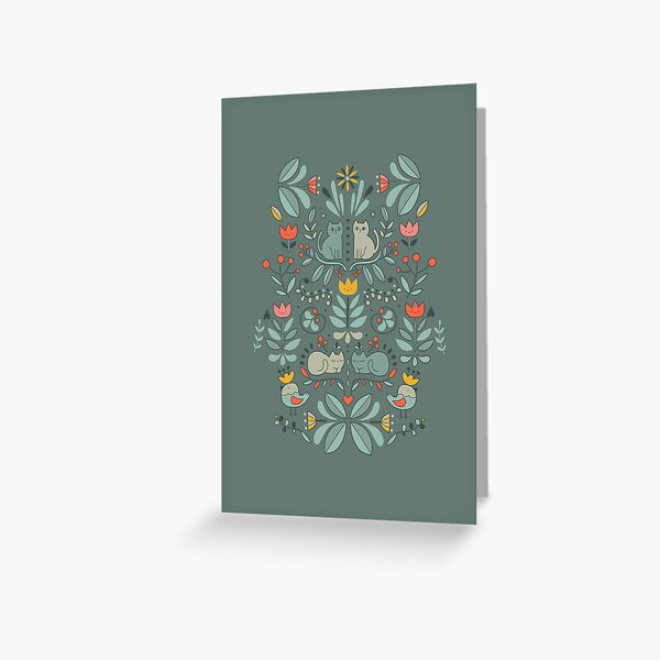 Swedish Folk Cats Greeting Card