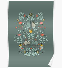 Swedish Folk Cats Poster