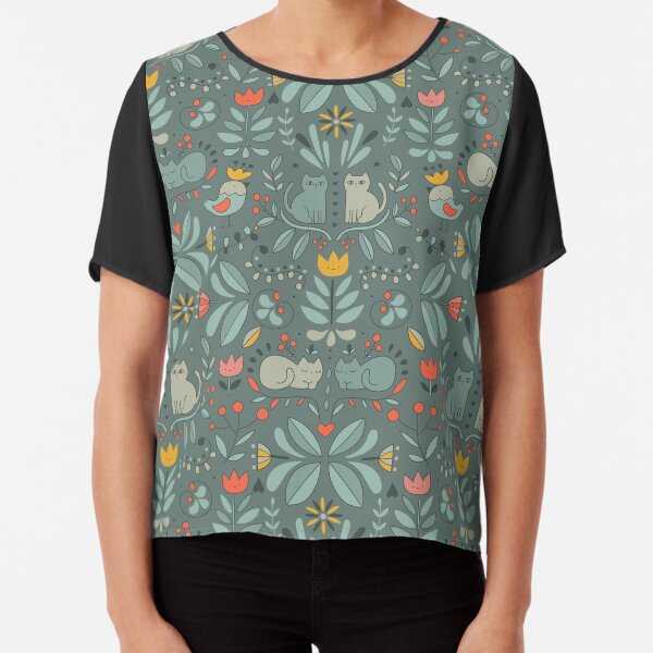 Swedish Folk Cats Chiffon Top