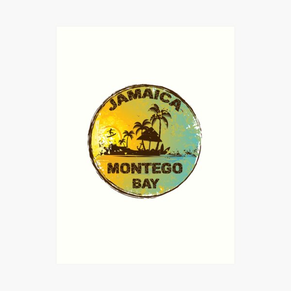 Retro Montego Bay Jamaica Art Design Art Print