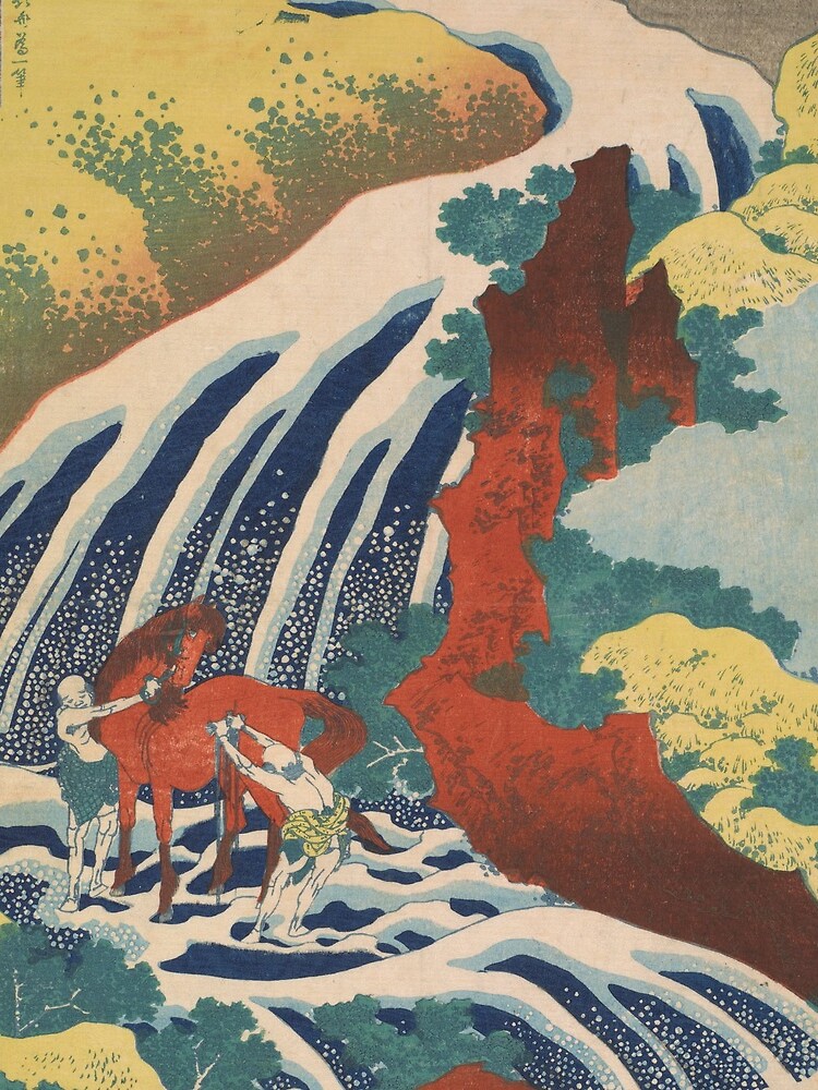 Yoshino Waterfalls Where Yoshitsune Washed his Horse by Katsushika Hokusai by podartist