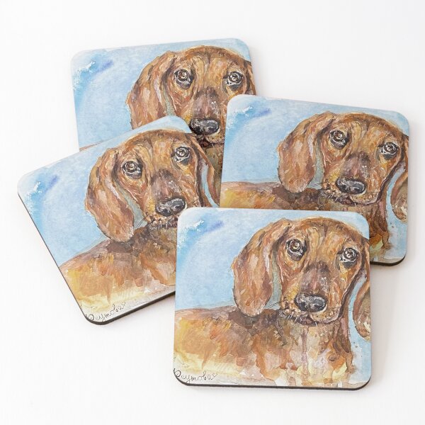 Item preview, Portrait of a brown dachshund. designed and sold by Elena Reutova.