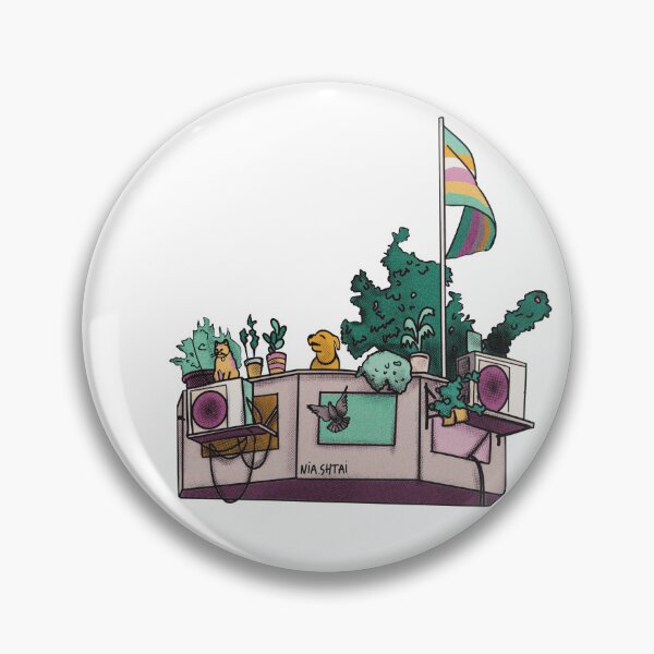 Item preview, Tel Aviv balcony, dog, cat, plants and the flag,air-con, pride flag designed and sold by Tel Aviv Loves You.