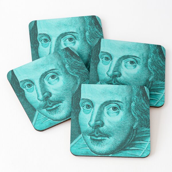 Item preview, Shakespeare Droeshout Engraving Portrait - Cyan Version designed and sold by Styled Vintage.