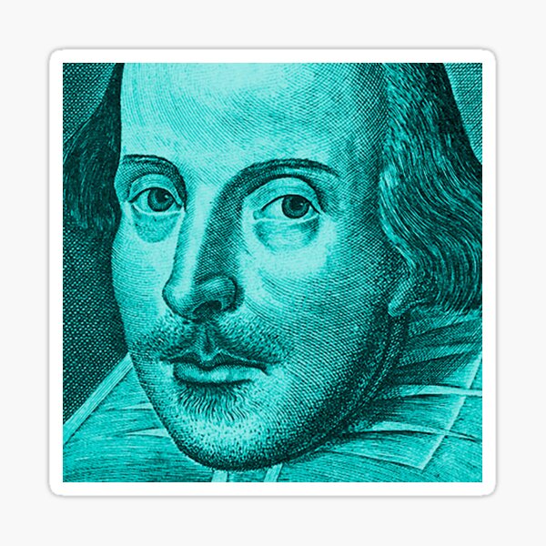 Item preview, Shakespeare Droeshout Engraving Portrait - Cyan Version designed and sold by Styled Vintage.