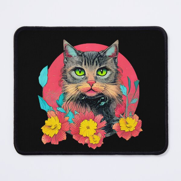 Item preview, Cat On Flowers Background designed and sold by nuel-art.