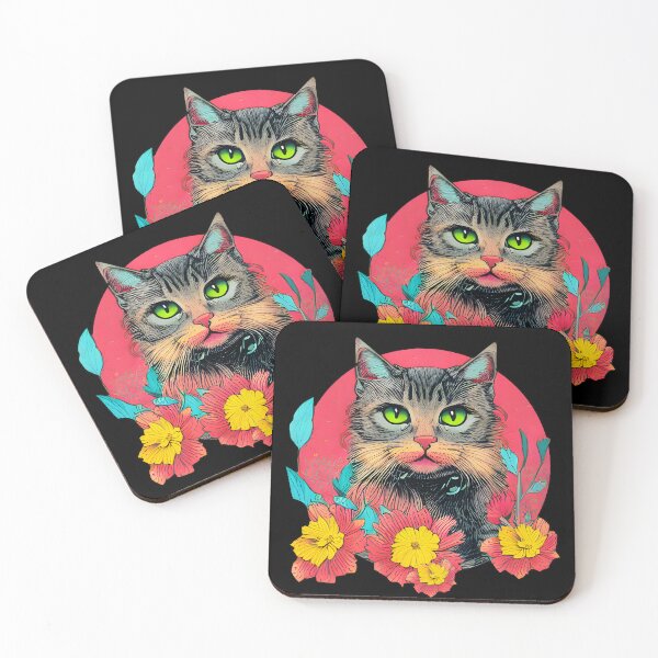 Item preview, Cat On Flowers Background designed and sold by nuel-art.
