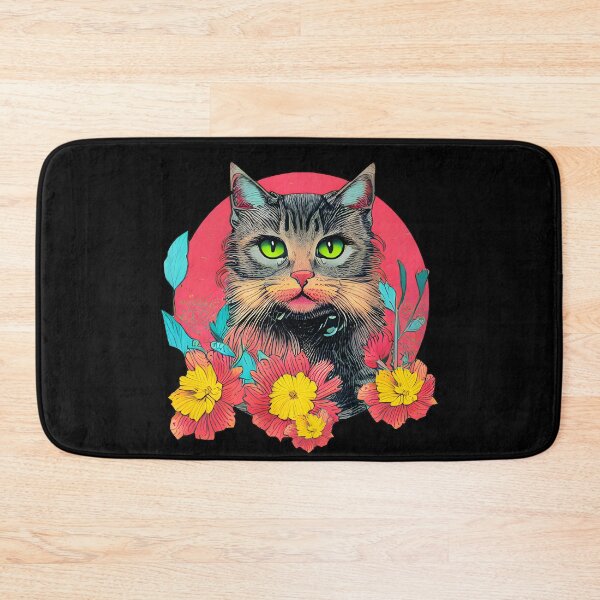Item preview, Cat On Flowers Background designed and sold by nuel-art.