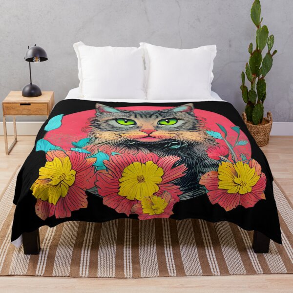 Item preview, Cat On Flowers Background designed and sold by nuel-art.