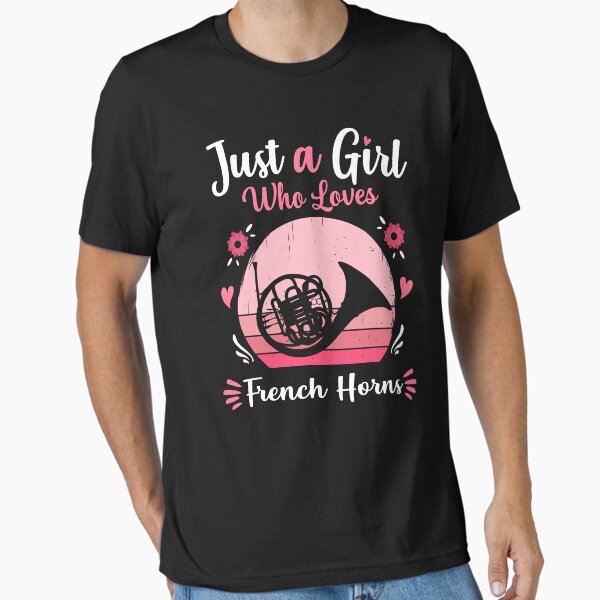Artikel-Vorschau von Just A Girl Who Loves French Horns Pink Retro Vintage gift idea, designt und verkauft von HN-ART.