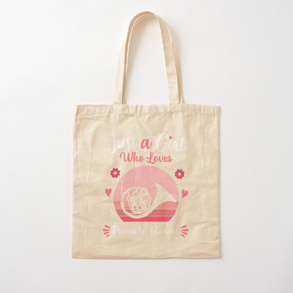 Item preview, Just A Girl Who Loves French Horns Pink Retro Vintage gift idea designed and sold by HN-ART.