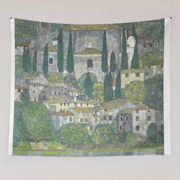 Item preview, Gustav Klimt Austrian painter   Church In Cassone – Landscape With Cypresses designed and sold by TeeARTHY.