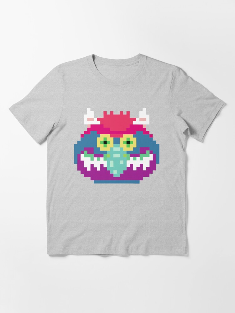 My Pet Monster in Grey - 8 bit, Geometric, Block, Square, Gray, Purple,  Pink, Hot, Teal, Mint, Green, Vintage, Retro, Inspired, 80s, Baby, Blue,