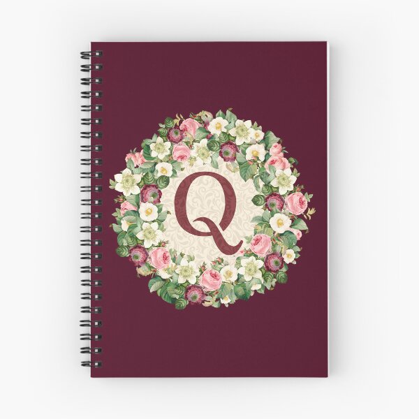 Item preview, Monogram Floral Initial Letter Q Roses Wreath designed and sold by MintaApparel.