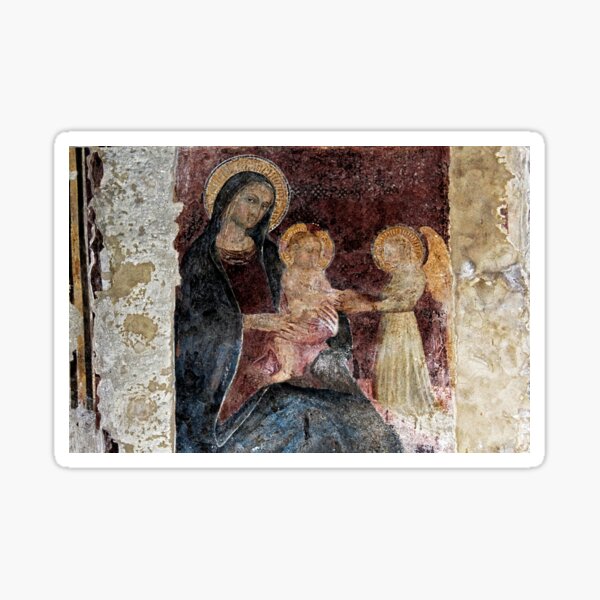 Item preview, Baby Jesus Angel Virgin Mary Medieval Painting Narni Italy designed and sold by Anna Lemos.