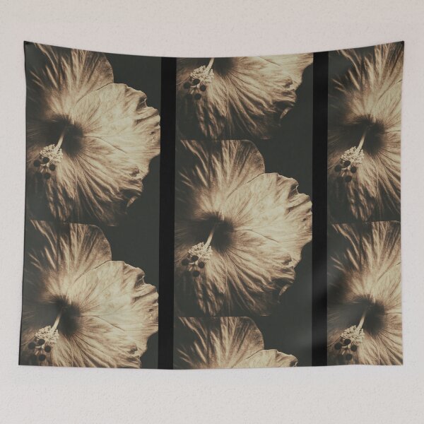 Artikelvorschau, Sepia-Nahaufnahme-Hibiskus-Blüten-Fotografie-Design entworfen und verkauft von EarthArtDesigns.